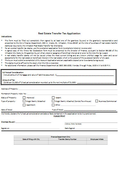 real estate transfer tax declaration application form
