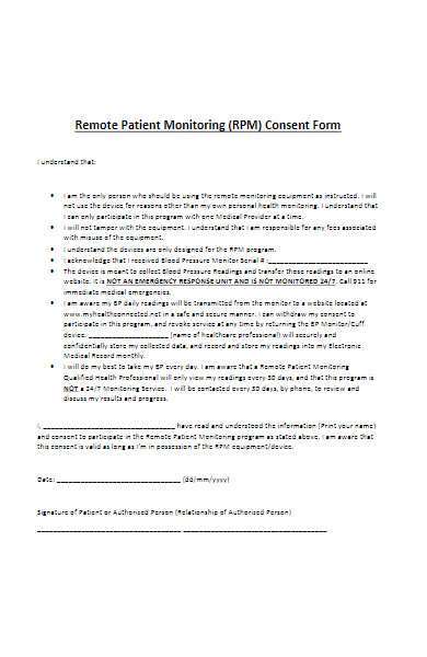remote patient monitoring consent form