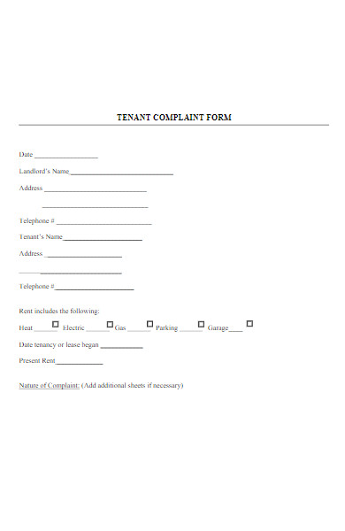 rent tenant complaint form