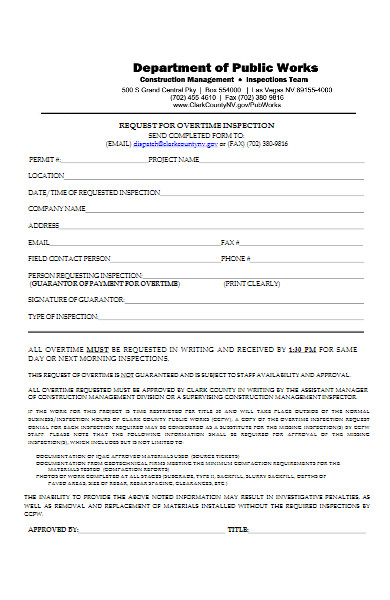 request for overtime inspection form