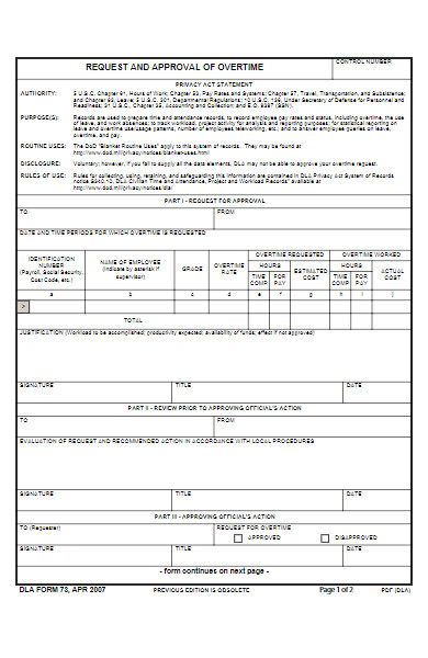 request and approval of overtime form