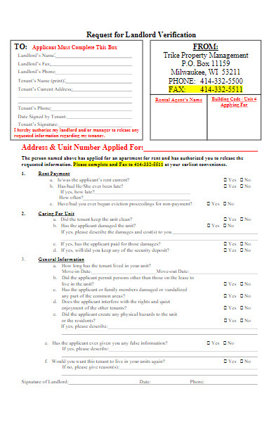 request for landlord verification form