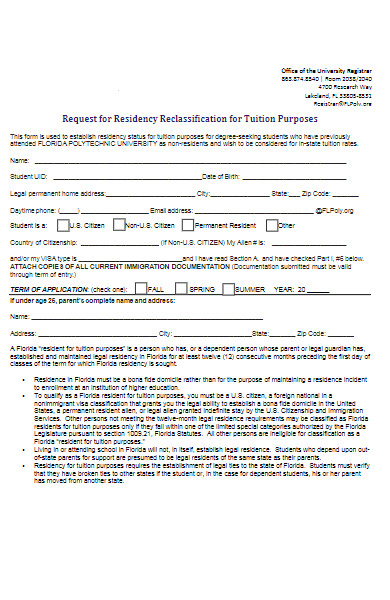 request for residency declaration form