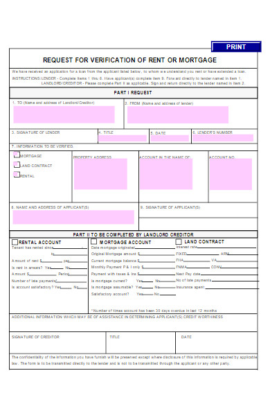 request for verification of mortgage form in pdf