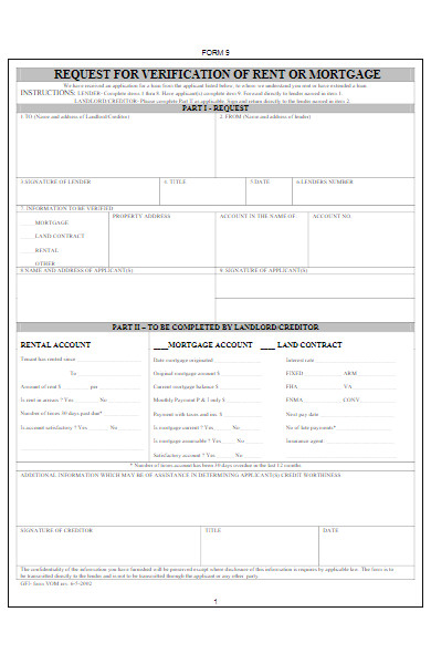request for verification of mortgage form
