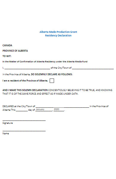 residency declaration form in pdf