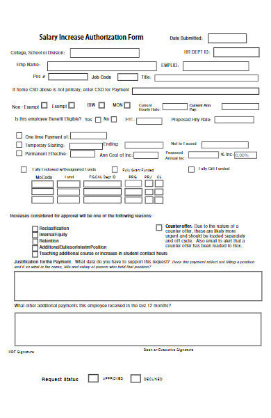 salary increase authorization form