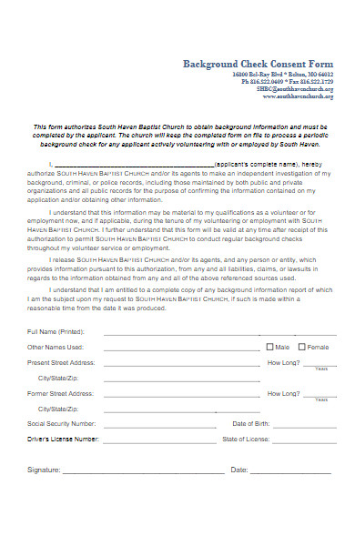 sample background check consent form