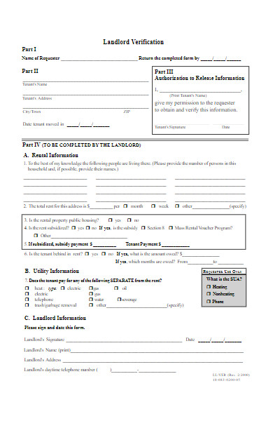 sample landlord verification form