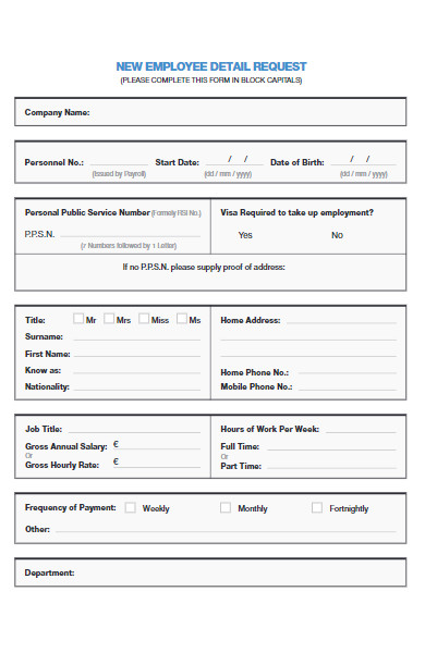 Free 20 New Employee Details Forms Download How To Create Guide Tips 5974