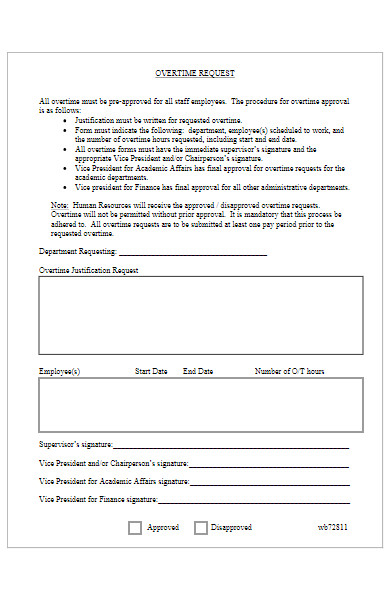 sample overtime request form