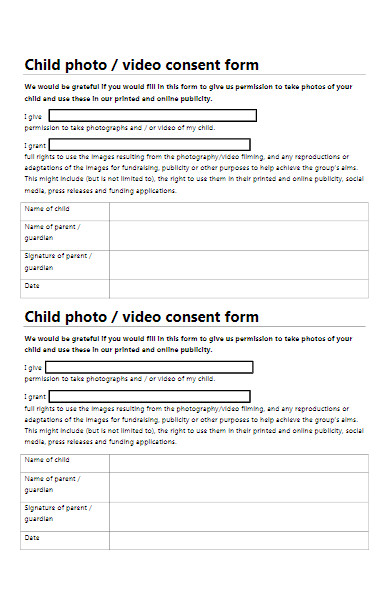sample photo consent form