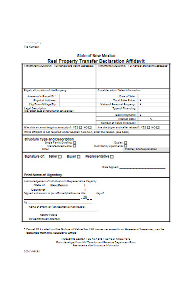 sample tax declaration affidavit form