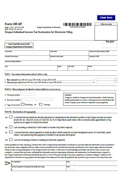 sample tax declaration form