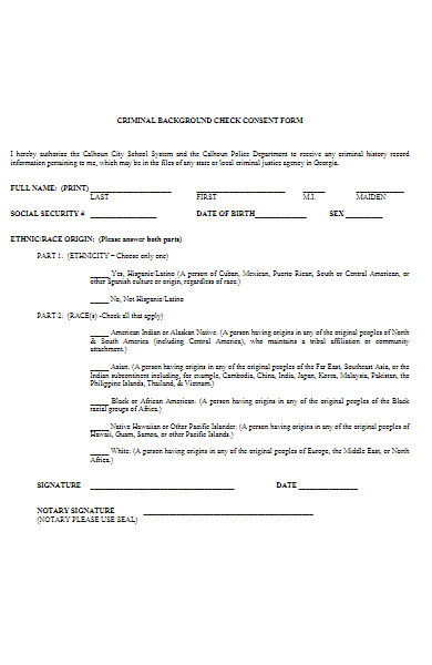 school criminal background check consent form