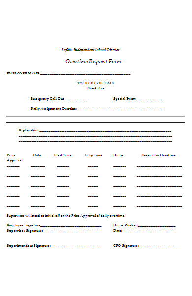 school employee overtime request form