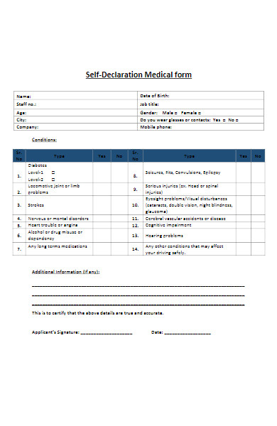 FREE 50+ Medical Declaration Forms Download – How to Create Guide, Tips