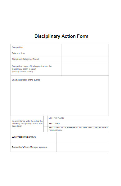 simple disciplinary action form