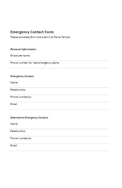 simple emergency contact form