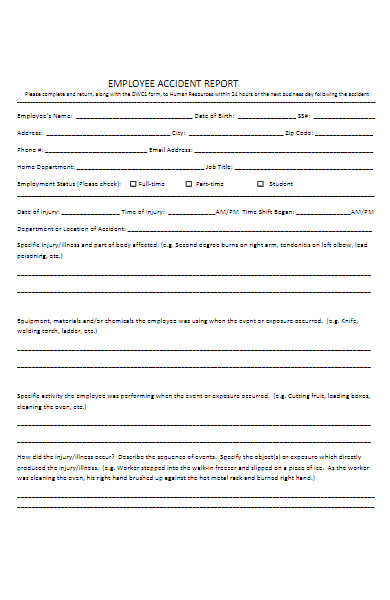 simple employee accident report form