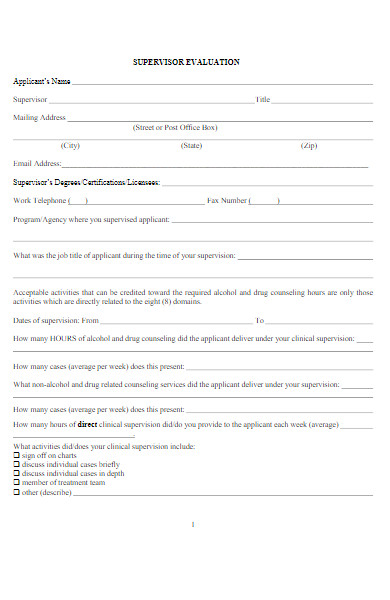 simple supervisor evaluation form