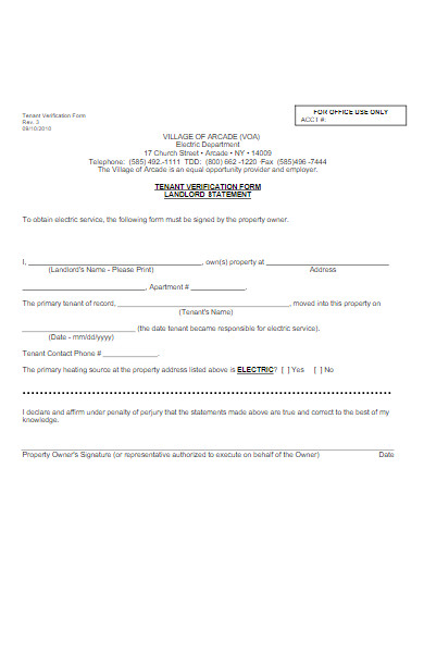 simple tenant verification form