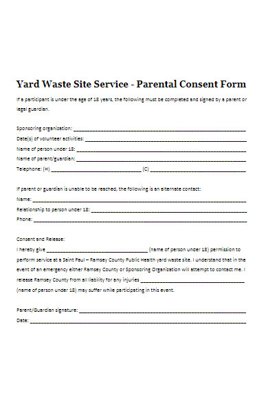 site service parental consent form