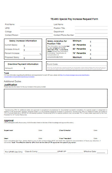 special pay increase request form