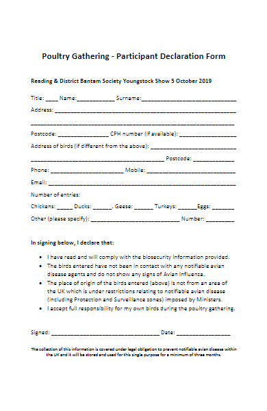 standard participant declaration form