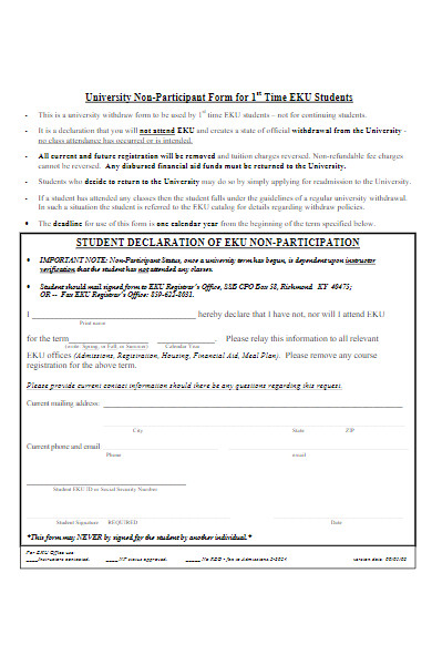 student non participant declaration form