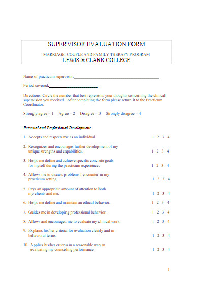 supervisor evaluation form