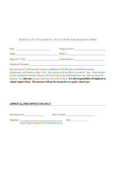 teacher pay rate increase request form