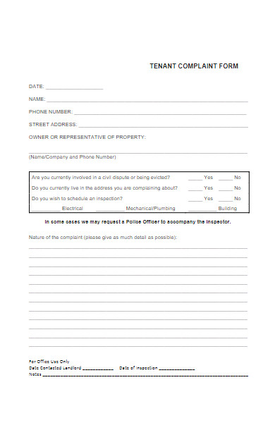 tenant complaint form in pdf
