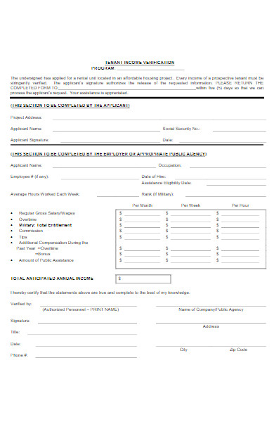 tenant income verification form in pdf