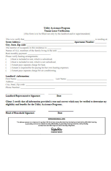 tenant lease verification form