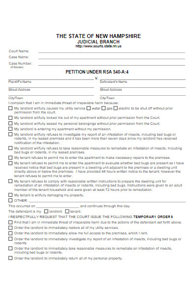 tenant petition complaint form in pdf