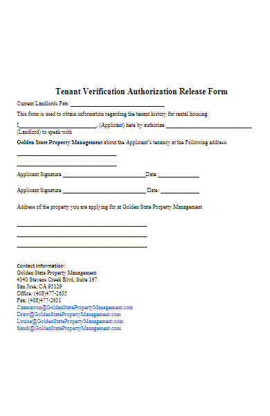 tenant verification authorization release form
