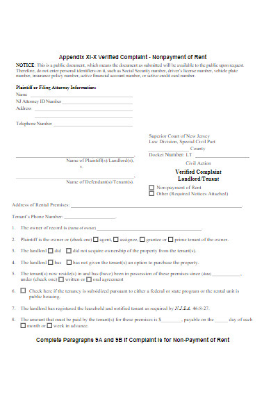 tenant verified complaint form