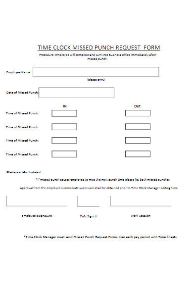 FREE 16+ Missed Punch Forms Download – How to Create Guide, Tips