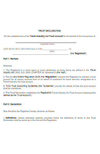 trust declaration form