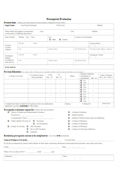 university evaluation individual request form
