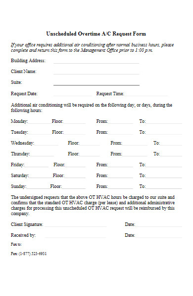 unscheduled overtime account request form