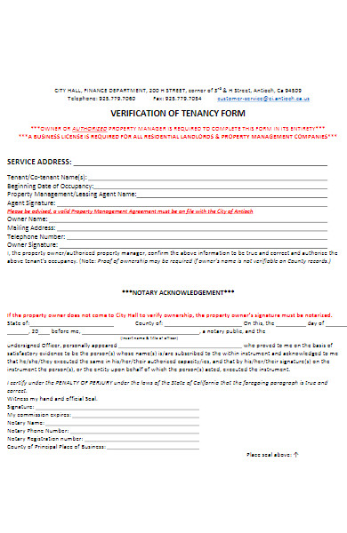 verification of tenancy form
