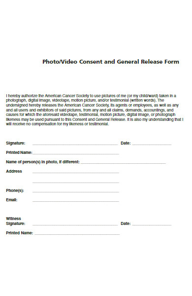 video consent and general release form