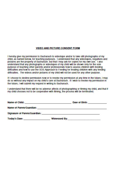video and picture consent form