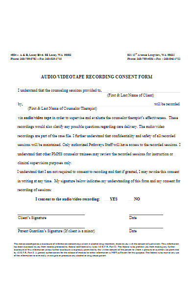 videotape recording consent form