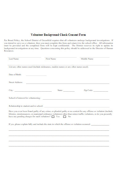 volunteer background check consent form in pdf