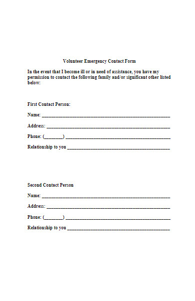 volunteer emergency contact form