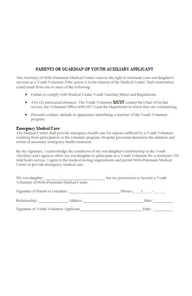 volunteer services consent form