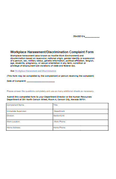 workplace discrimination complaint form